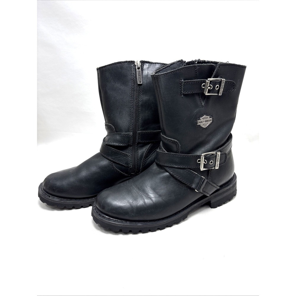 Harley-Davidson Black Leather Moto Combat Boots